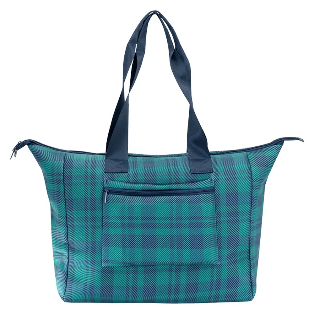My Tagalongs Weekender Bag Blue Green Plaid Tote Neoprene Travel Bag Gym Bag